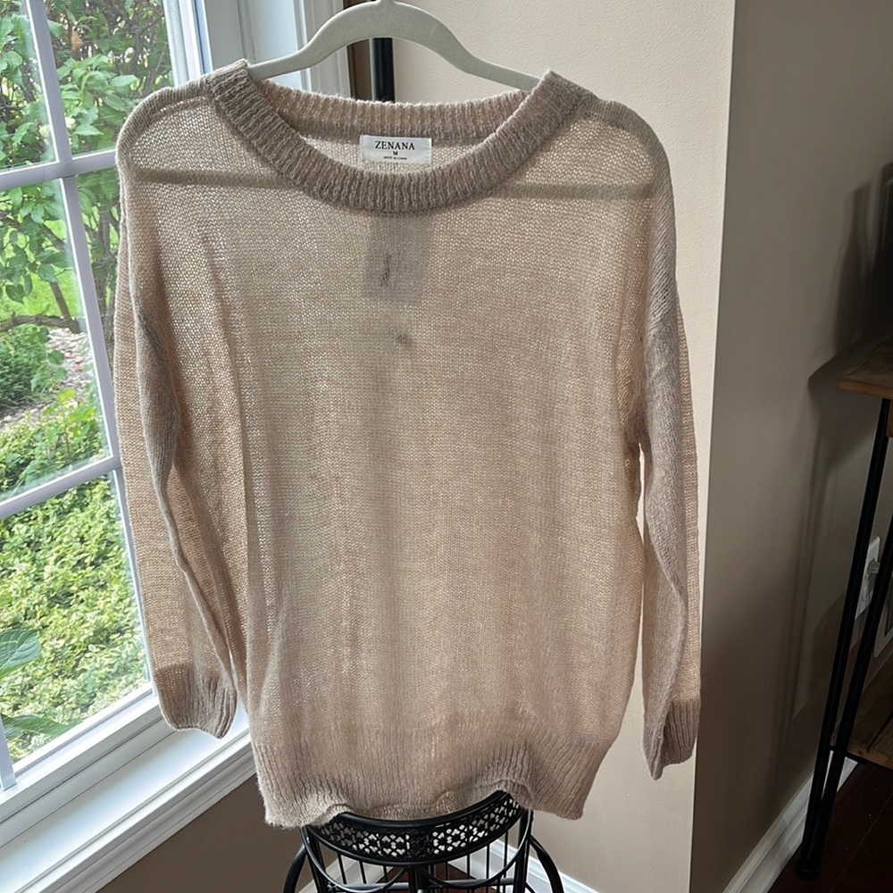 Zenana Sheer Wool Blend Sweater - Picture 8 of 8